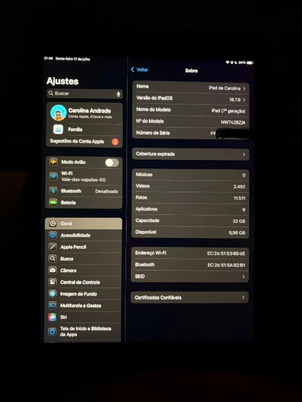 iPad 7º geração 32GB