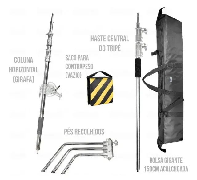 TRIPÉ PROFISSIONAL GIRAFA AÇO INOX GREIKA -3MTS - Foto 2