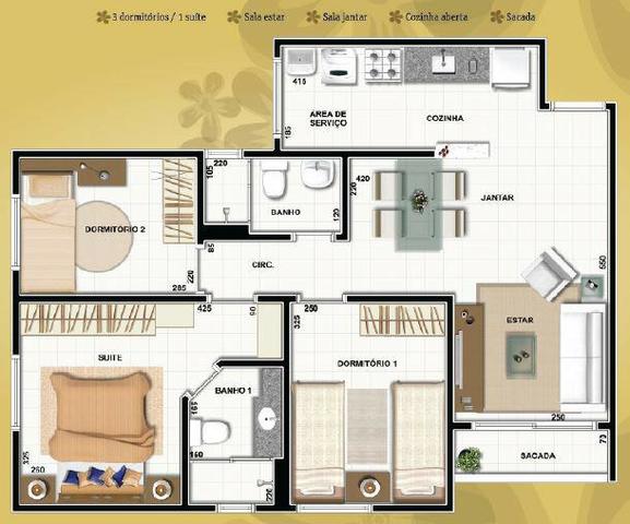 Apartamento Piazza das Mangueiras 3 Quartos sendo 01 suíte Sol da manhã Andar alto - Foto 9
