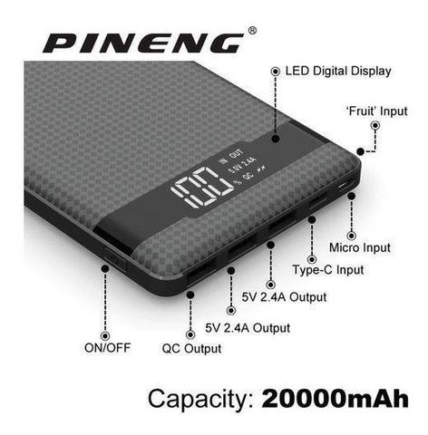 Carregador Portátil Power Bank Pineng Original 20000mah - Foto 2