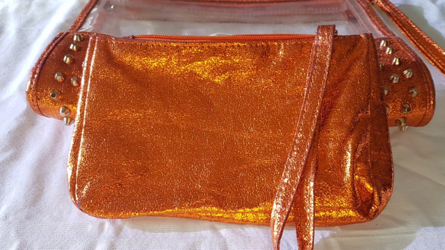 Bolsas - Conjunto de bolsas em plástico transparente / laranja - Foto 6