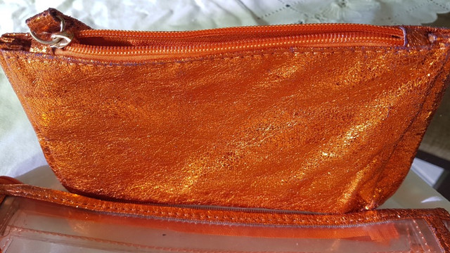 Bolsas - Conjunto de bolsas em plástico transparente / laranja - Foto 4