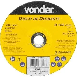 Disco de Desbaste 180,0mmx6,4mmx22,23mm Vonder