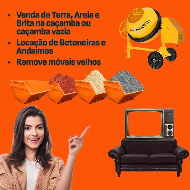 CAÇAMBAS, BETONEIRAS E ANDAIMES