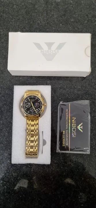 Relógio Masculino Nibosi Dourado Novo com manual 