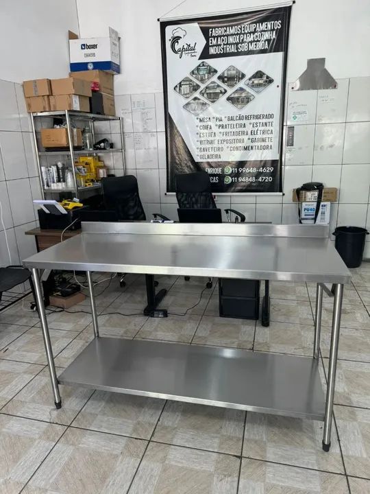 Bancada Mesa de inox com uma prateleira lisa. - Foto 2