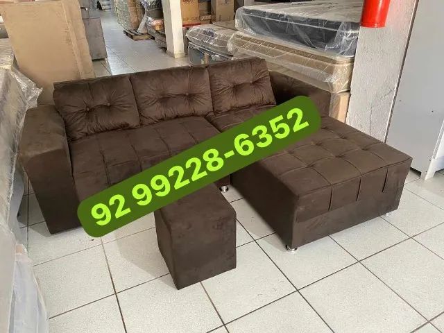 Sofá chyase com puff - entrega imediata 