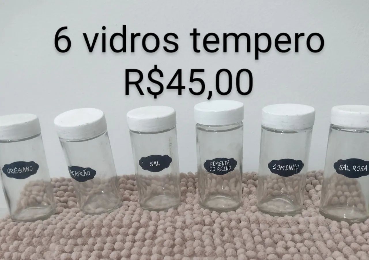 4 lotes de vidro com tampa