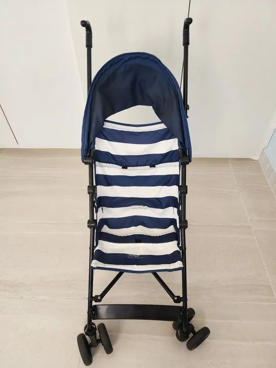 Carrinho de Bebê Dobrável - Azul e Branco