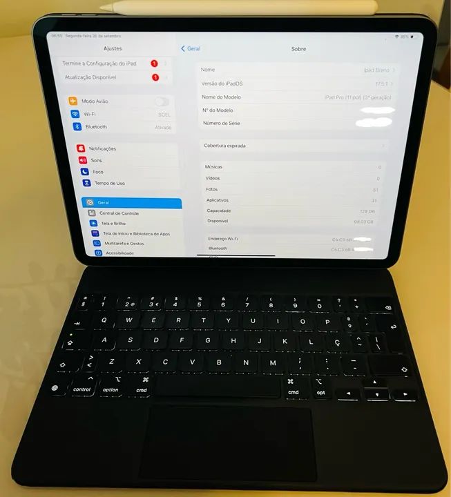 iPad Pro 11 completo com Magic Keyboard + Apple Pencil 2ªgen sem defeitos