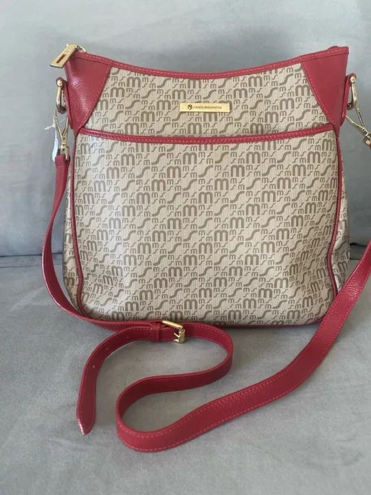 Bolsa Santa marinela canvas e couro 