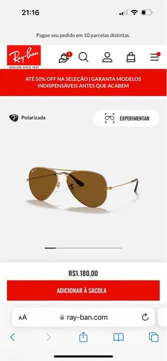 Óculos Rayban original gradient Marrom 