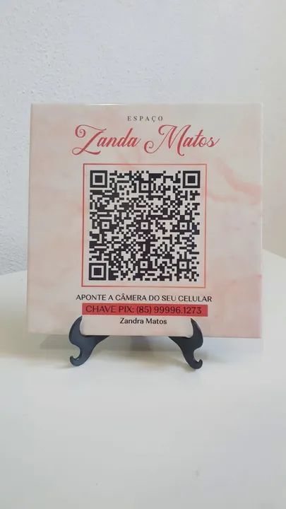 Azulejo PIX com qr code personalizado com sua logomarca plaquinha personalizada - Foto 3