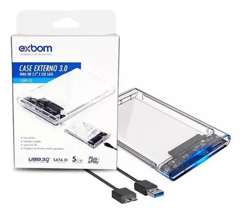 Case Hd 2.5 Usb 3.0 Transparente - Exbom