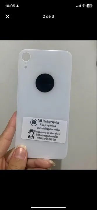 Tampa Traseira Vidro Iphone XR Furo da Câmera Maior Com Cola - Foto 3