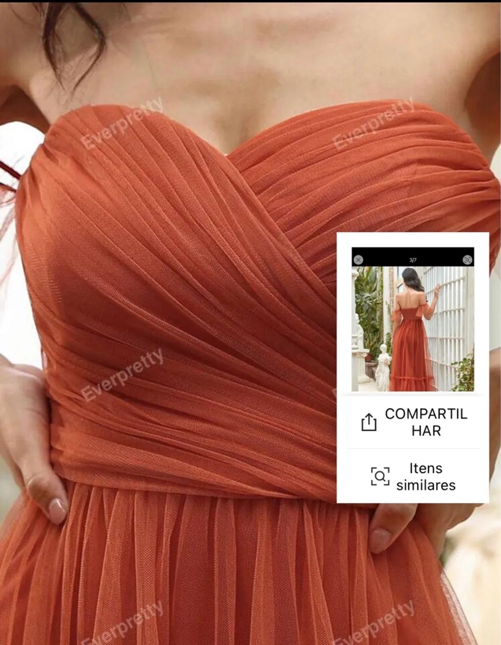 Vestido Longo de Tule Terracota - Madrinha - Foto 3