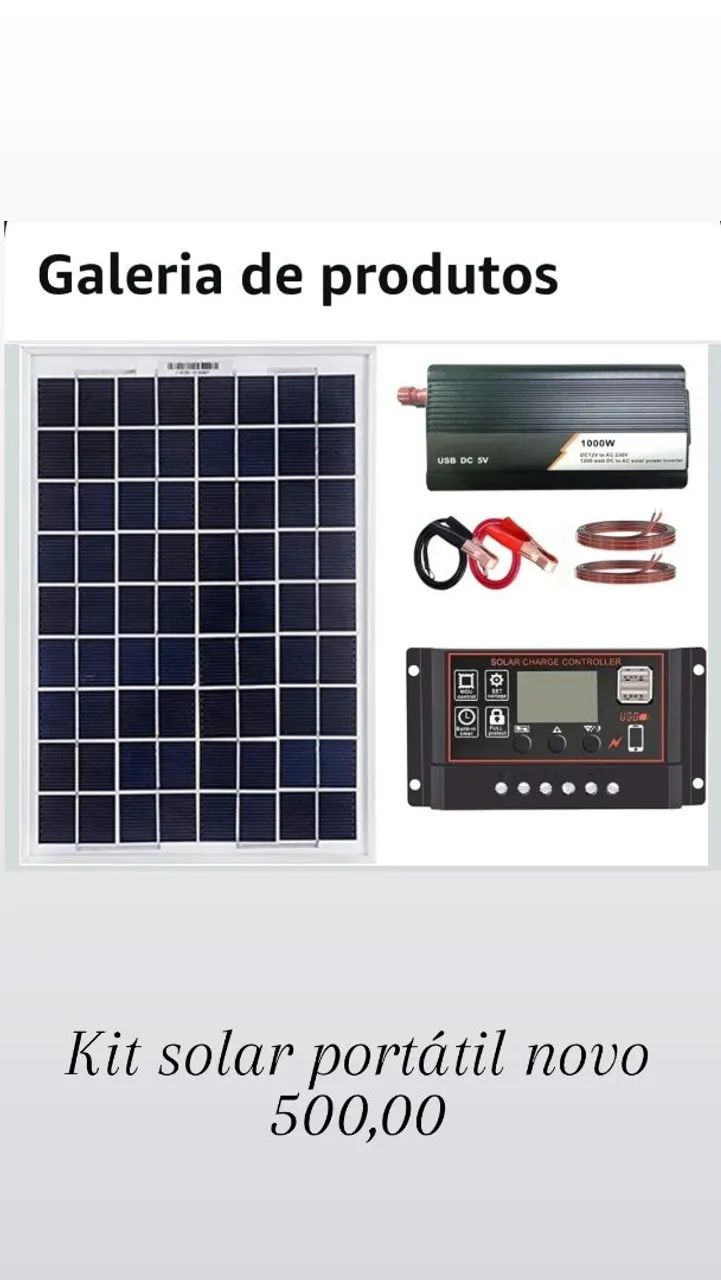 Kit Energia Solar Portátil Completo: Painel, Inversor e Controlador - Foto 5
