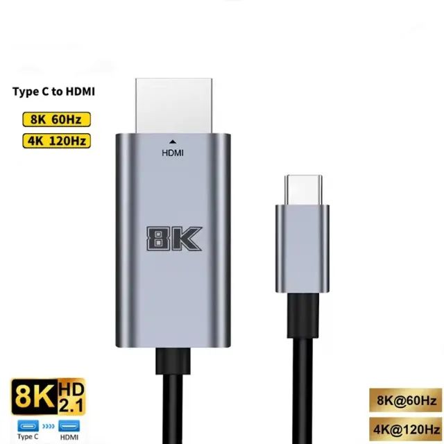 Cabo USB-C Hdmi 2.1  8K, 60Hz 2 Metros - Foto 2