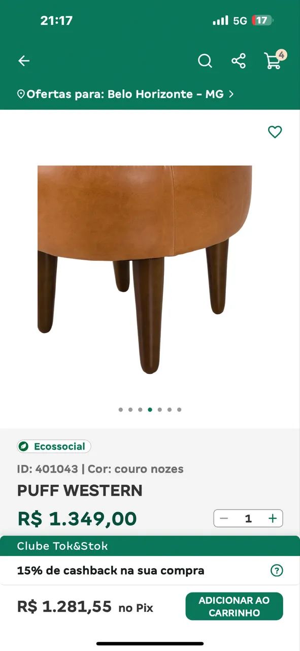 PUFF WESTERN COURO TOK&STOK  - Foto 4