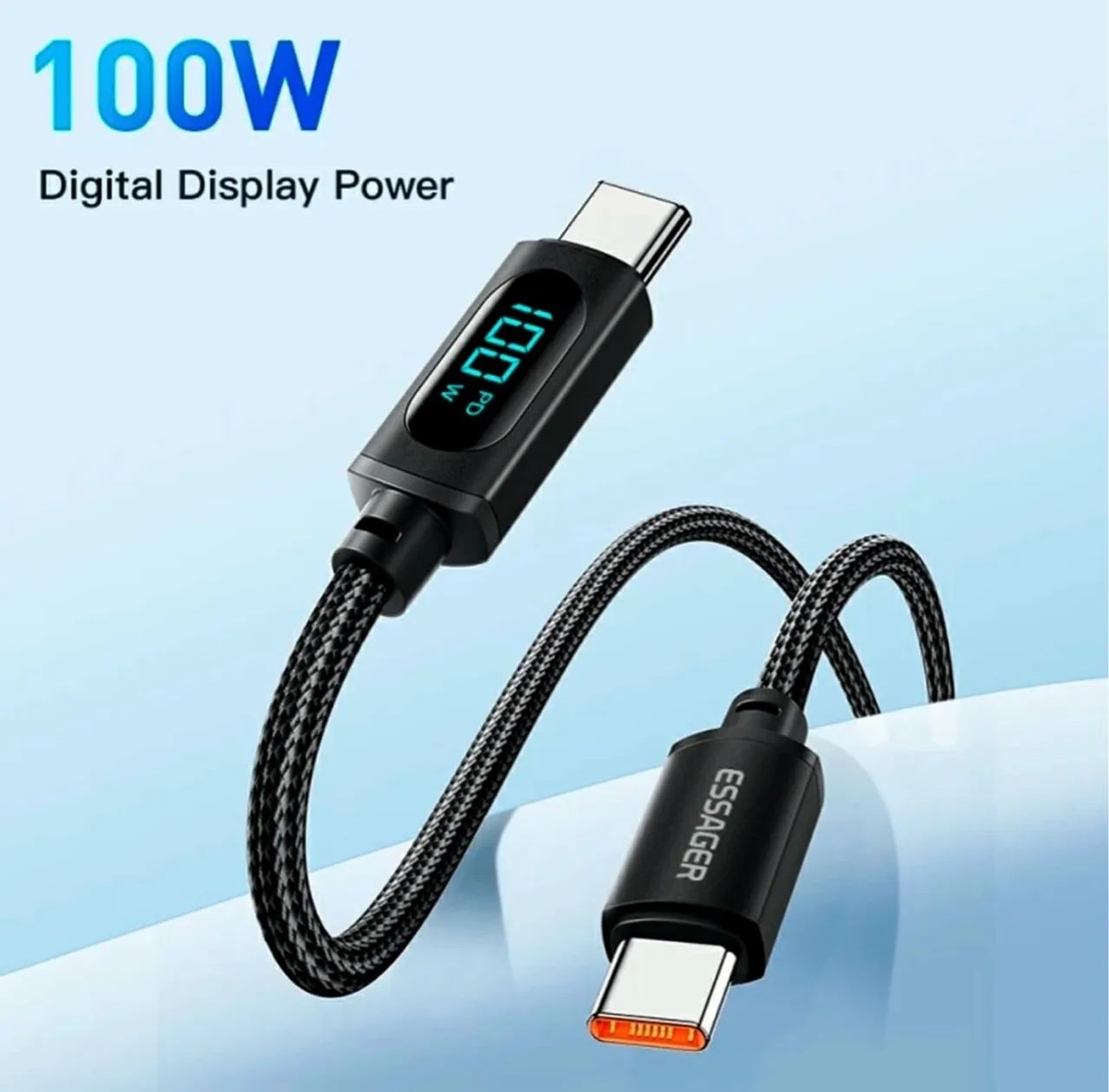 Cabo USB-C para USB-C 100W com Display LED 2 Metros - Foto 2