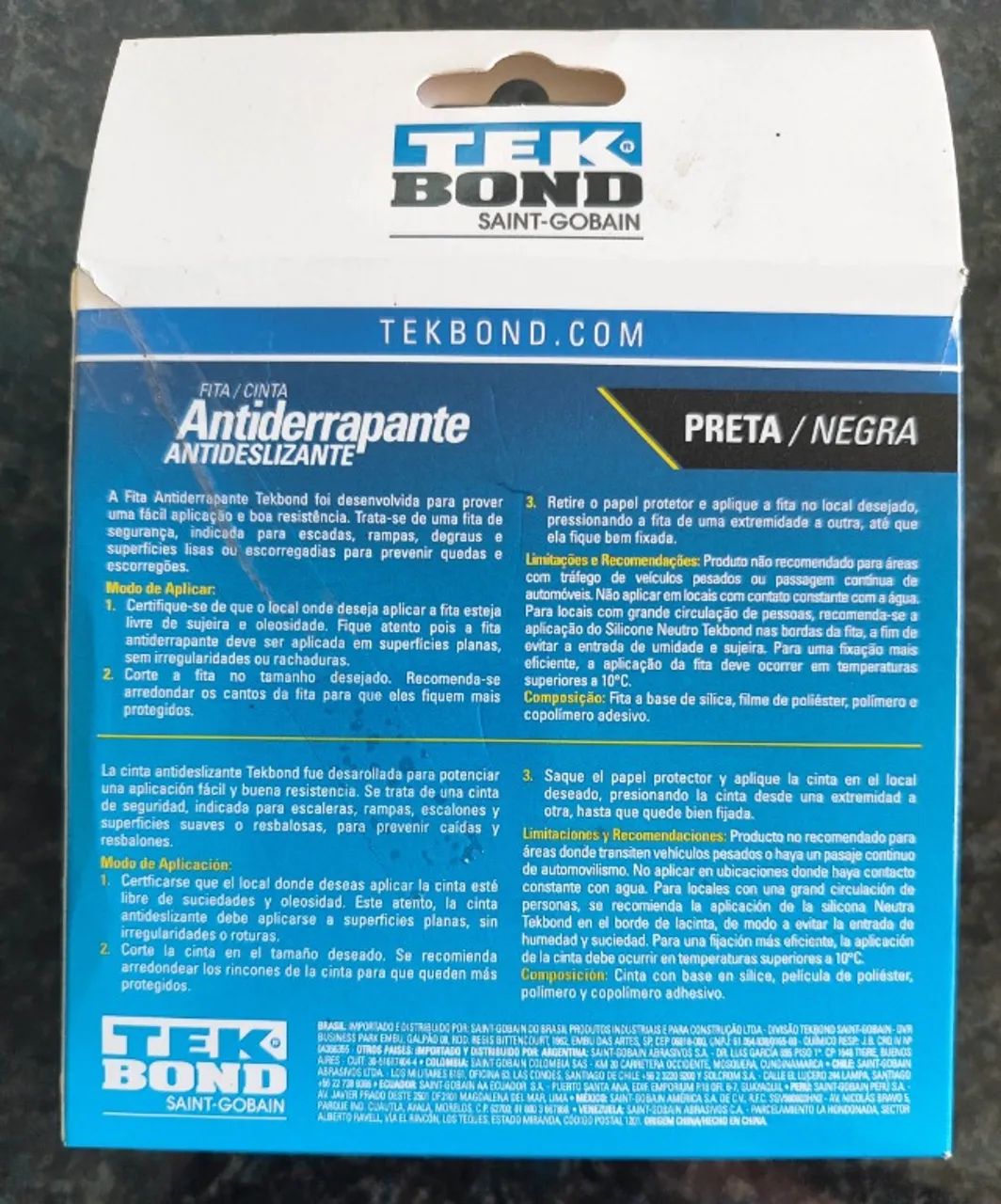 Fita Antiderrapante 4m Preta Tek Bond - Foto 2