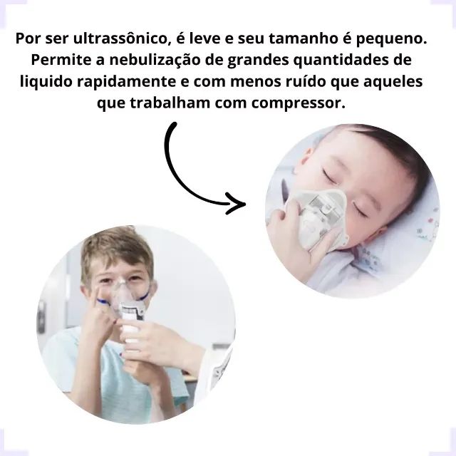 Inalador Nebulizador Portátil Ultrassónico 1 Bico 2 Mascaras - Foto 3
