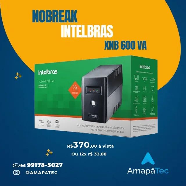 Nobreak Intelbras XNB 600VA 4 Tomadas Entrada e Saida 120V