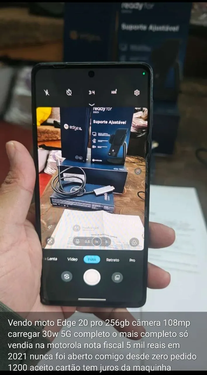 Moto Edge 20 pro completo com acessórios que só vinha na loja da Motorola