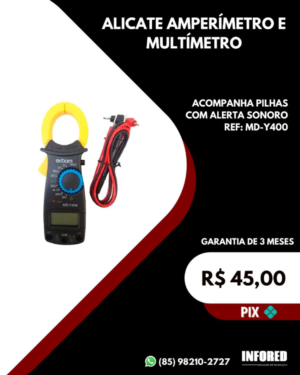 Alicate amperímetro e multímetro MD-Y400