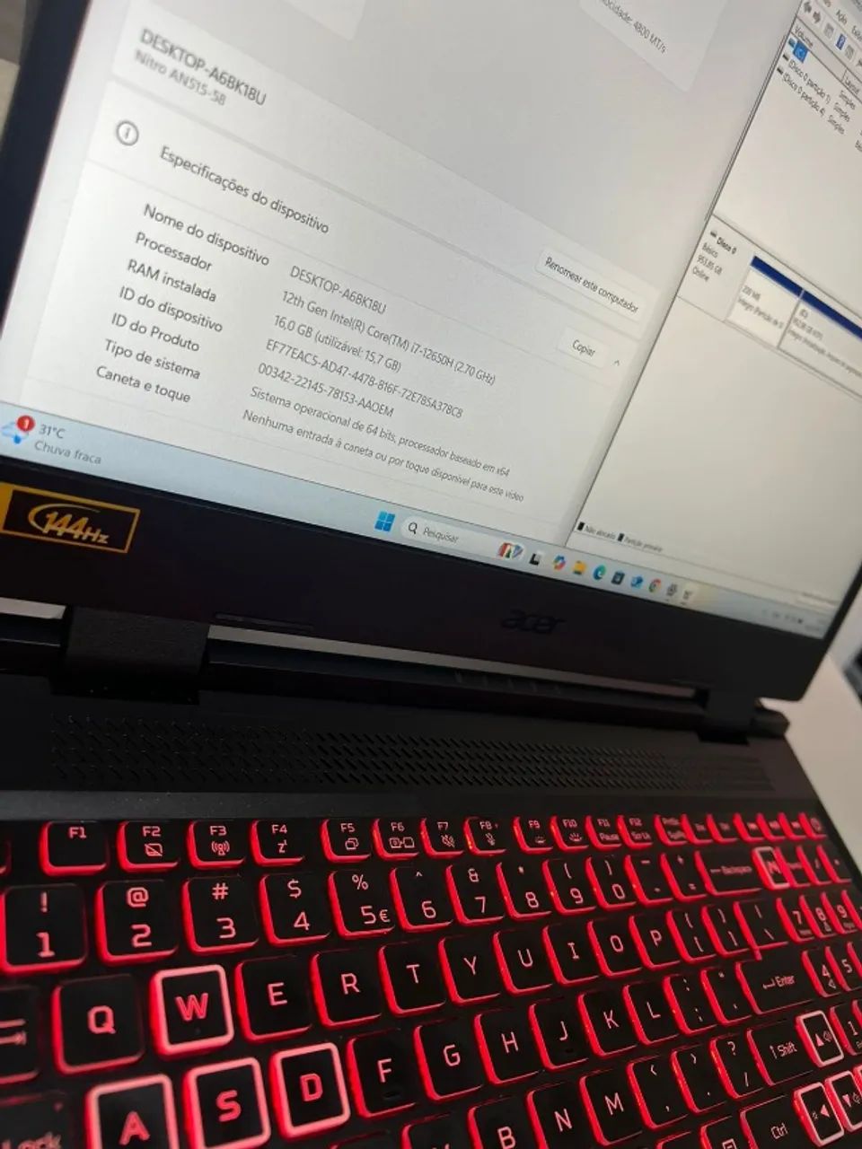 Acer Nitro 5 - i7 12ª Geração | 16GB RAM | 1TB SSD | Excelente Estado - Foto 6