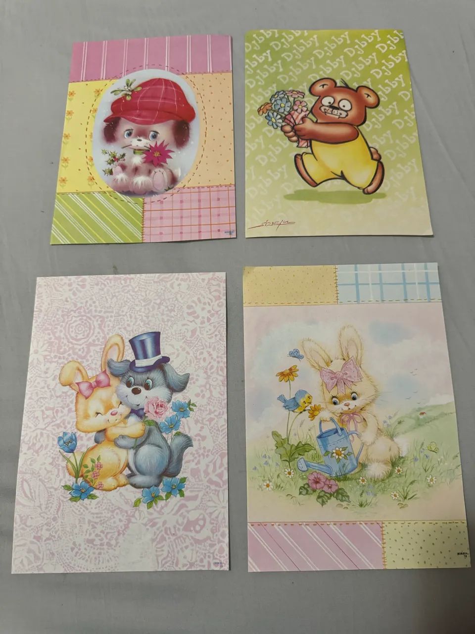 Kit com 4 papéis de carta vintage e raro da década de 80 / 90