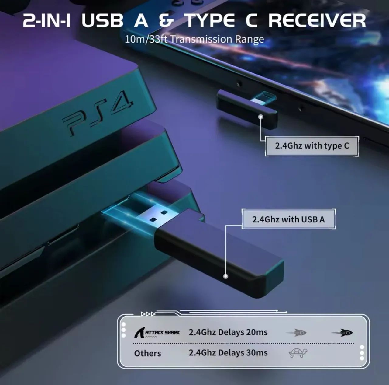 Headset Gamer Attack Shark L80 (PRETO). @importech_084 - Foto 4