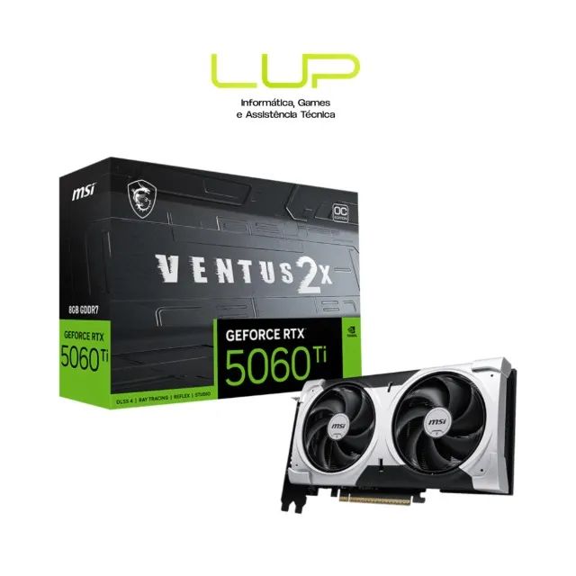 Placa de Vídeo MSI NVIDIA GeForce RTX 5060 Ti Ventus 2X OC, 8GB, GDDR7 - Nova lacrada 