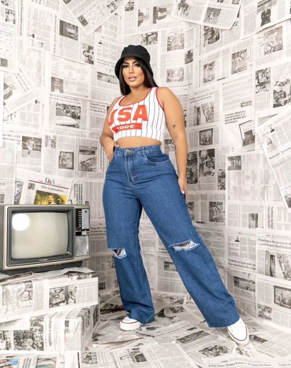 Calça Jeans Flare Plus Size 52