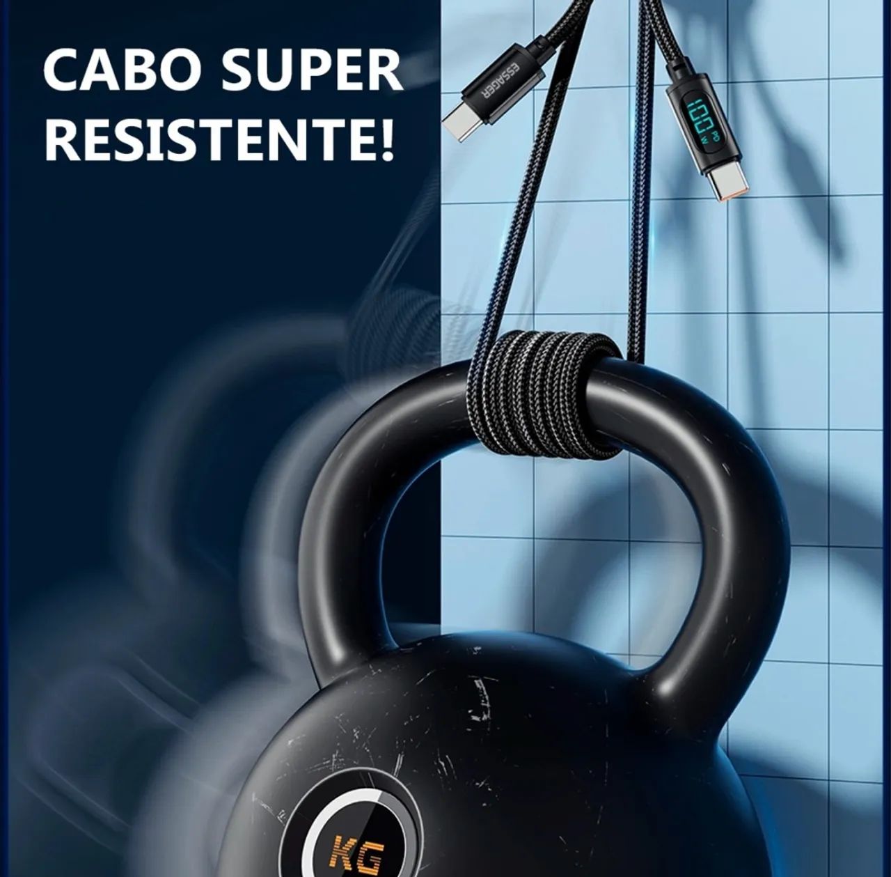 Cabo USB-C para USB-C 100W com Display LED 2 Metros - Foto 3