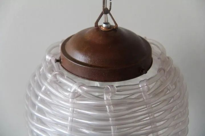 Lustre Pendente Globo Revestido Original com Espaguete Plastico - Anos 50 - Foto 2