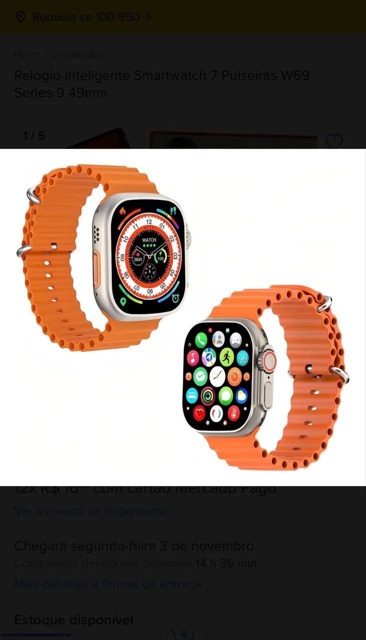Smartwatch w69 7 pulseiras novos  - Foto 2