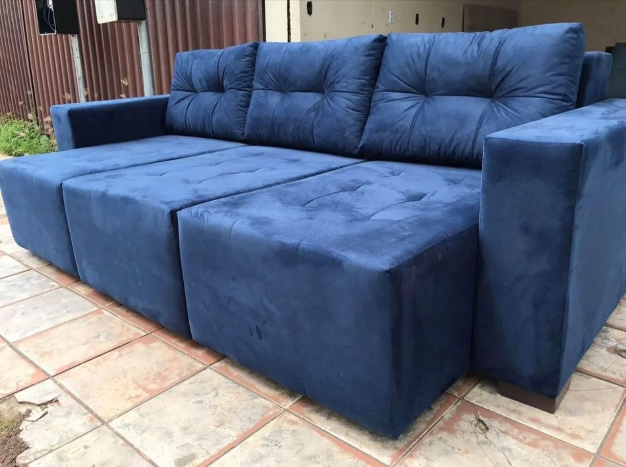 Sofá Retrátil e Reclinável 3 Lugares Azul