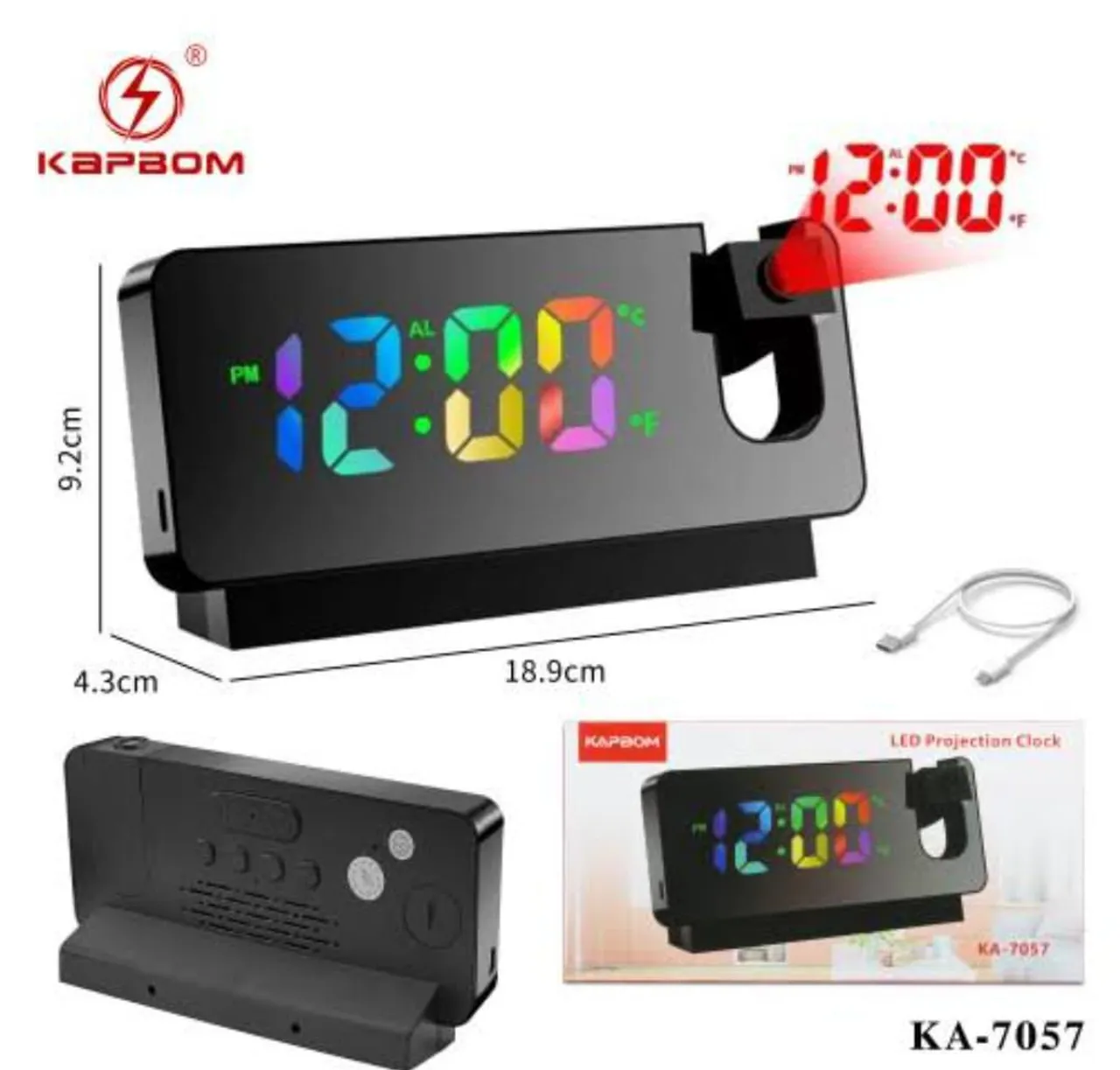 Relógio Despertador Digital com Projeção LED