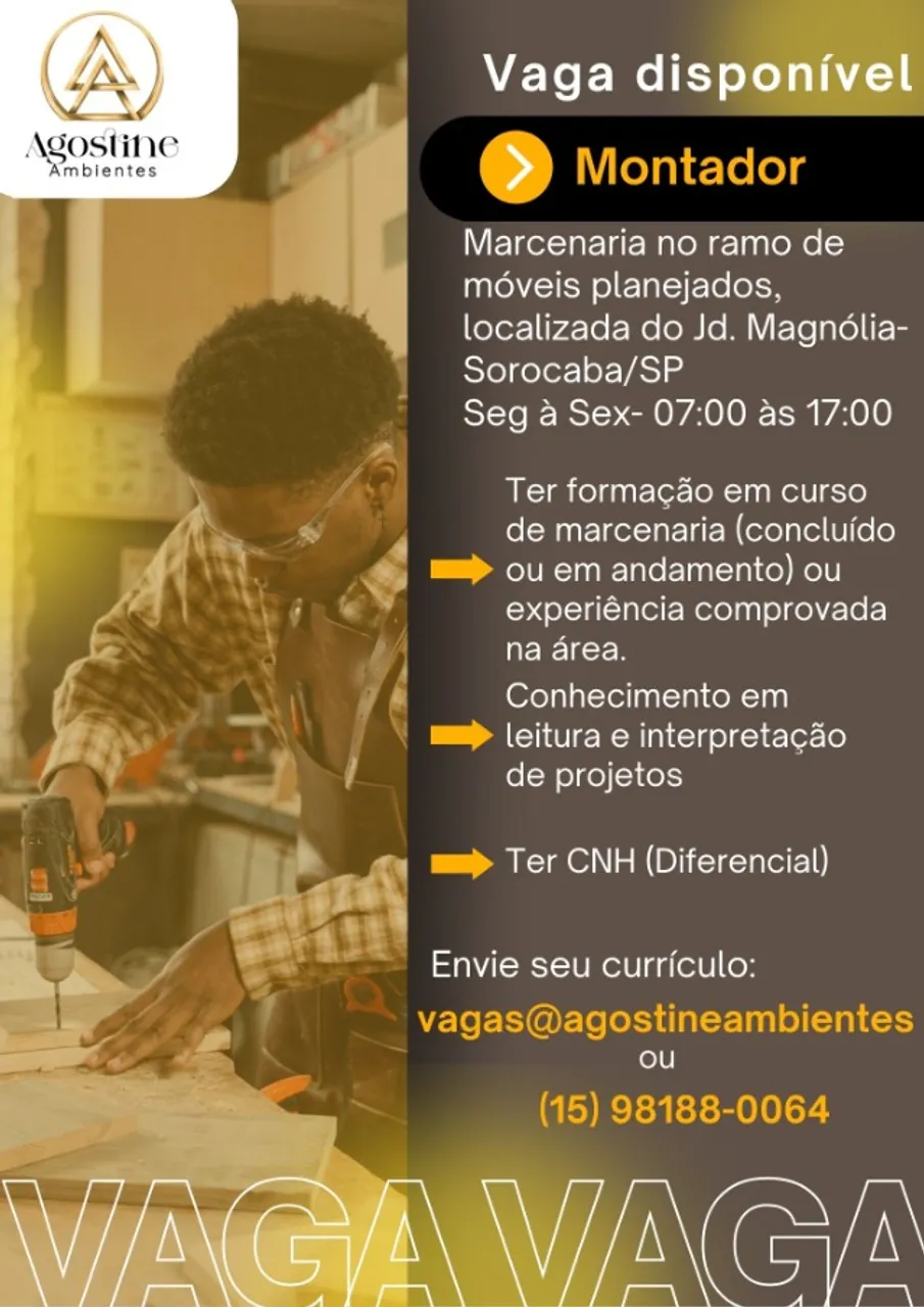 Vaga montador Inicio Imediato