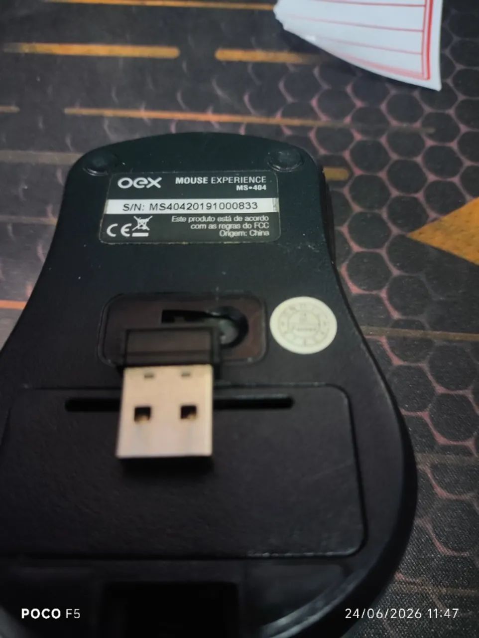Mouse OEX Wireless Sem Fio USB Original Usado Funcionando - Foto 2