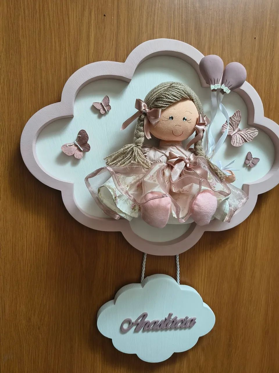 Nuvem para porta da maternidade ideal para decorar quarto de bebê menina  - Foto 4