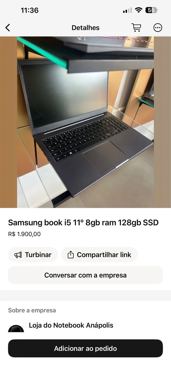 Notebook Samsung book i5 11º 8gb ram 128gb SSD 
