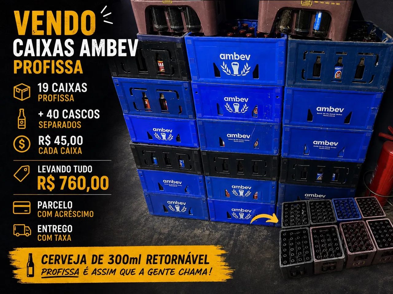 Engradado de cerveja profissa (retornável) 