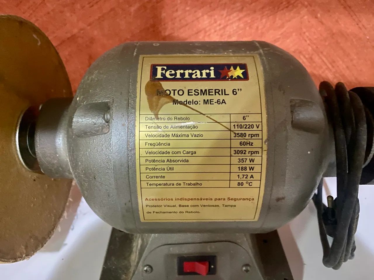 Moto Esmeril Ferrari 6 Polegadas ME-6A Bivolt com Disco Lixa - Foto 3