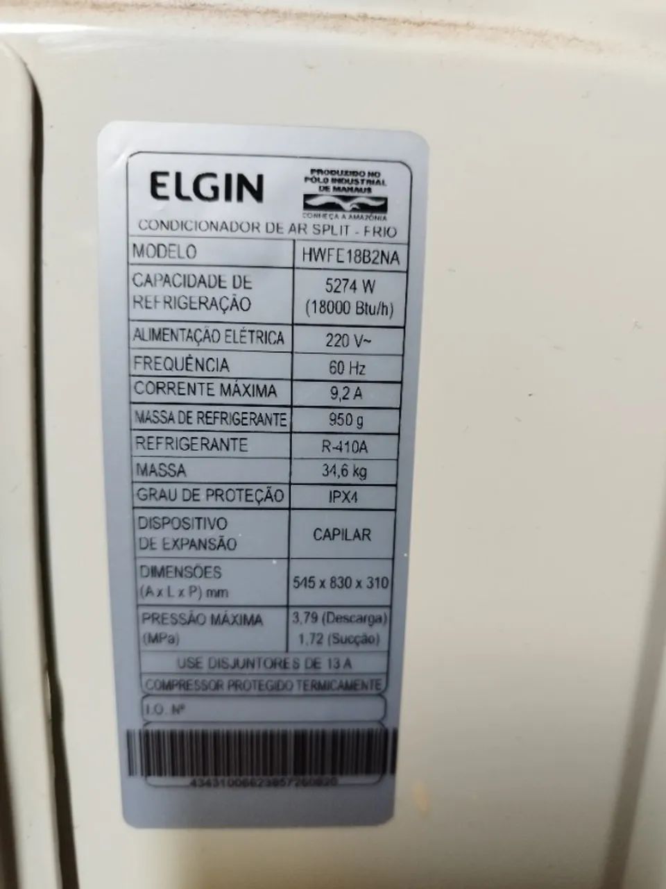 Ar condicionado 18.000 BTUs ELGIN - Foto 3
