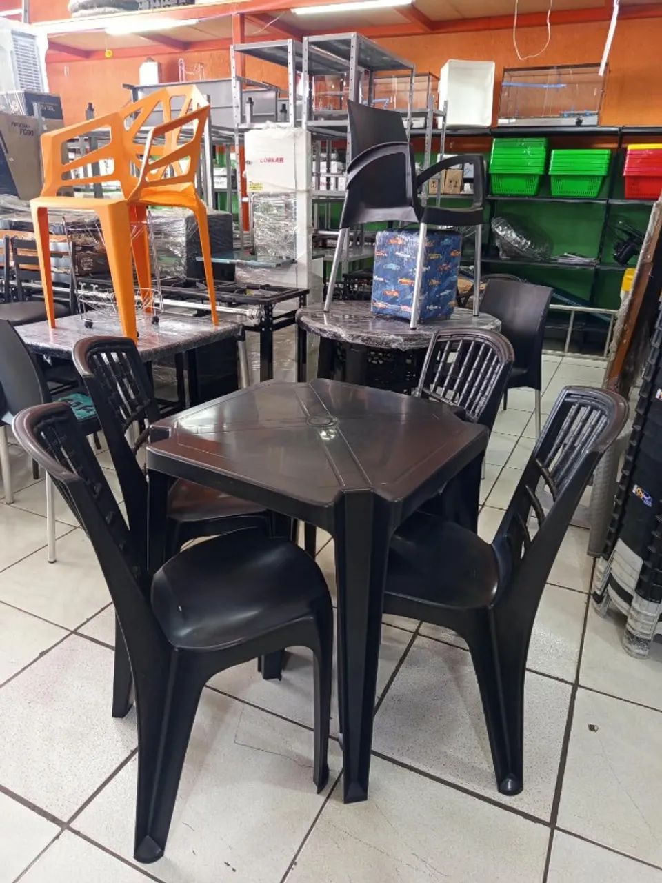 Jogo de mesa cadeira mexicana preta (NOVA) - Foto 4