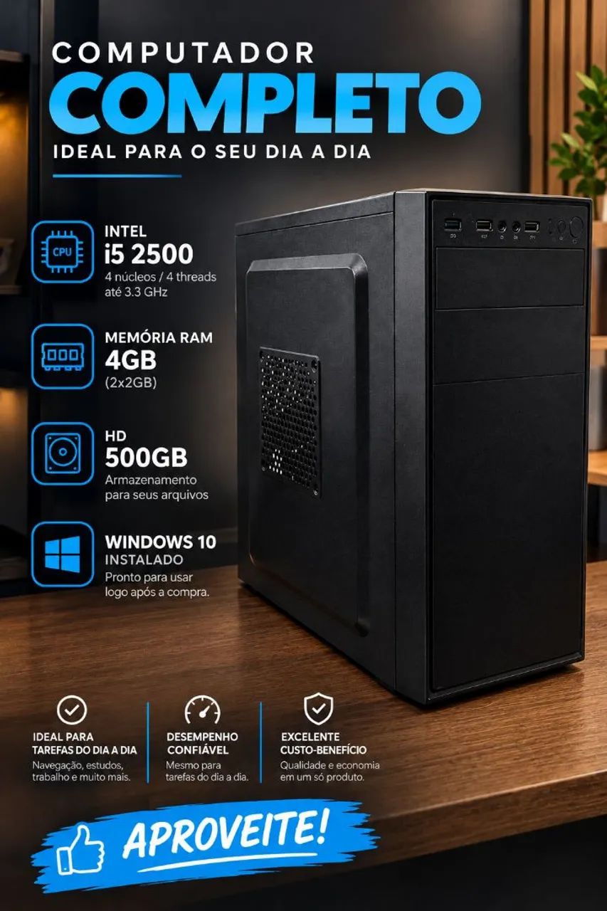 Computador Intel Core i5 2500 4GB 500GB
