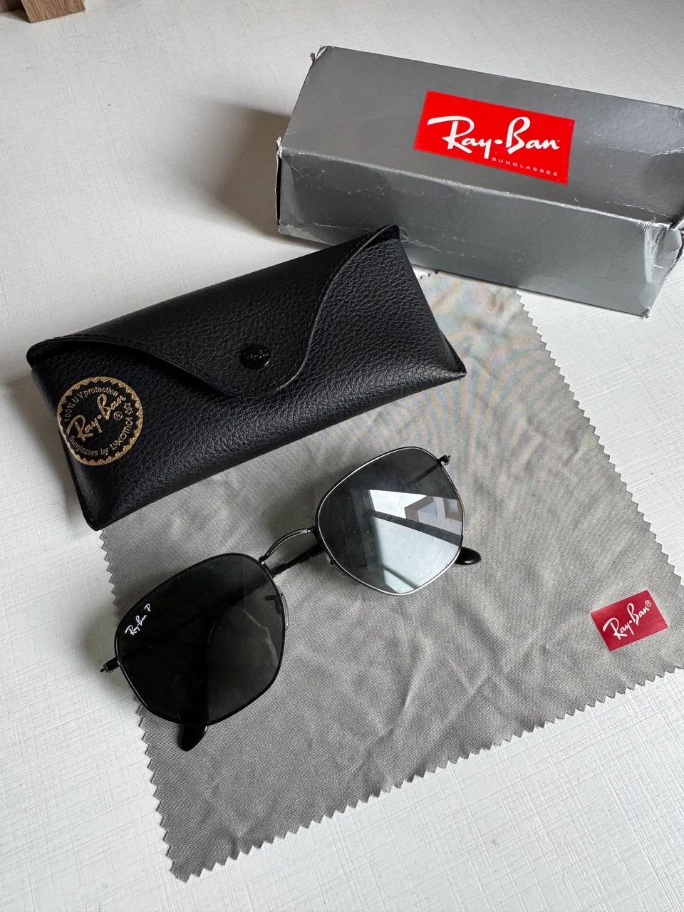 Óculos de sol original rayban hexagonal - Foto 2