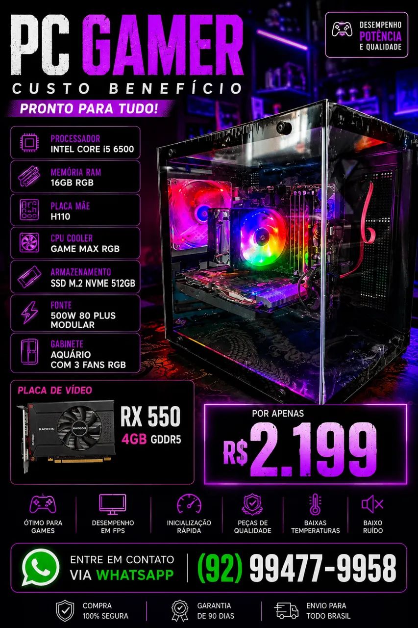 CPU gamer i5 6500 gtx 960 nvme 500